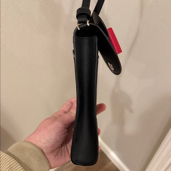 Kate Spade Black and White Polka Dot Crossbody with Red Bow - Picture 10 of 11